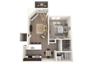 1 Bed • 1 Bath 07-2058 floor plan